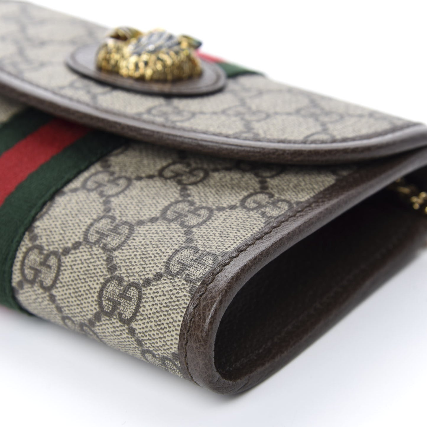 GG Supreme Monogram Web Mini Rajah Slim Flap Shoulder Bag Beige New Acero