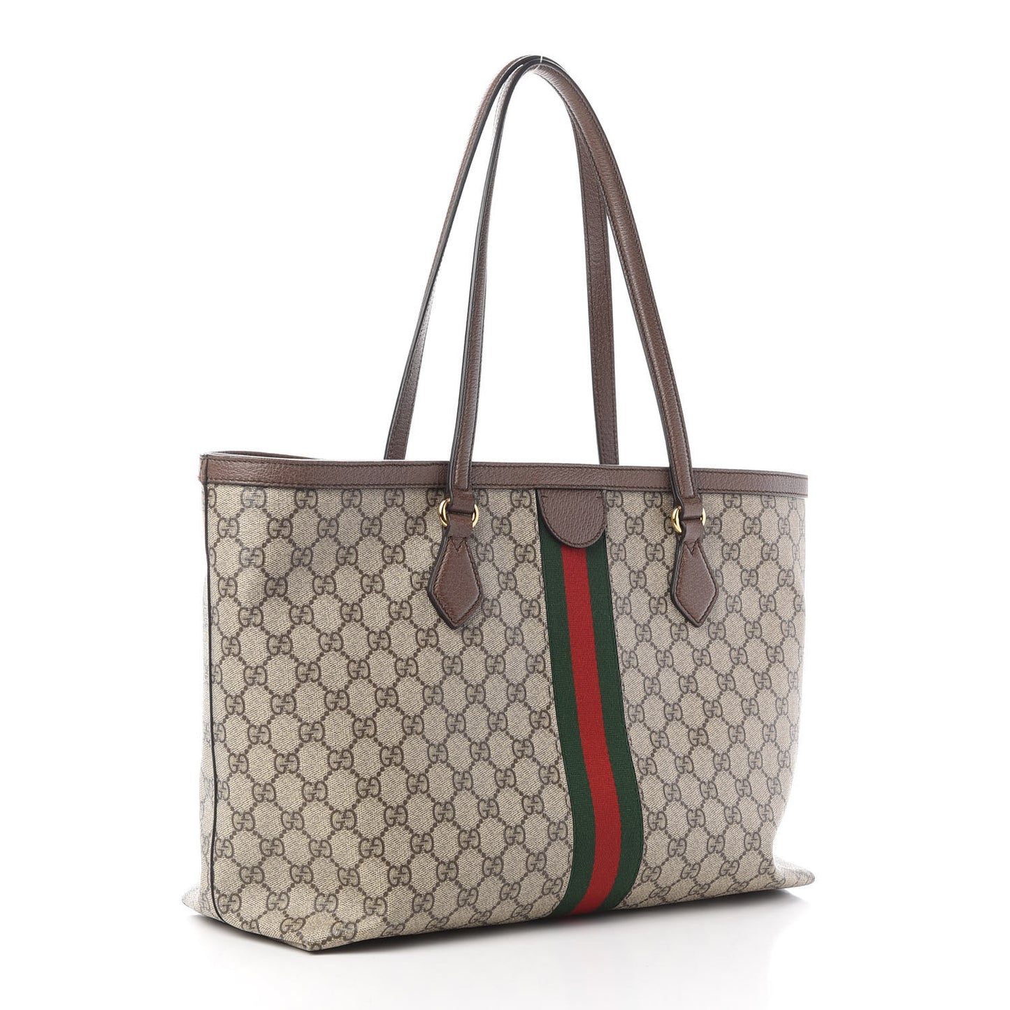 GG Supreme Monogram Medium Ophidia Shopping Tote Brown