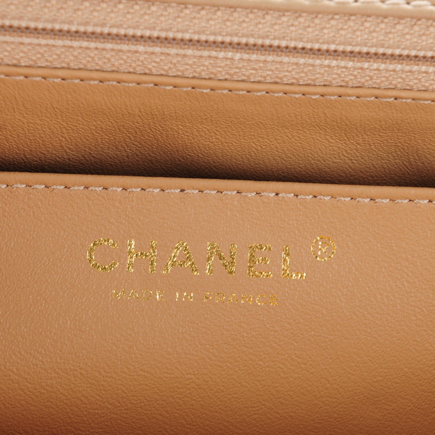 Lambskin Quilted Maxi Single Flap Beige
