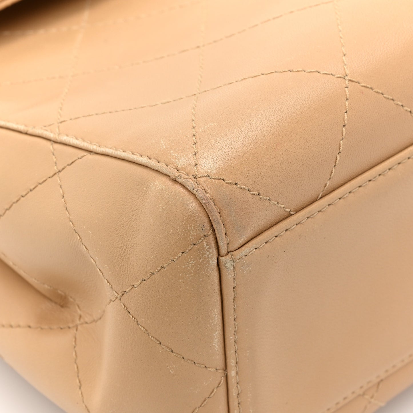 Lambskin Quilted Jumbo Single Flap Beige