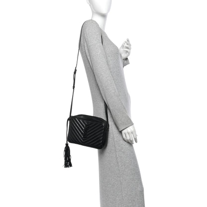 Saint Laurent Calfskin Matelasse Monogram Monochrome Lou Camera Bag Black 2 of 12