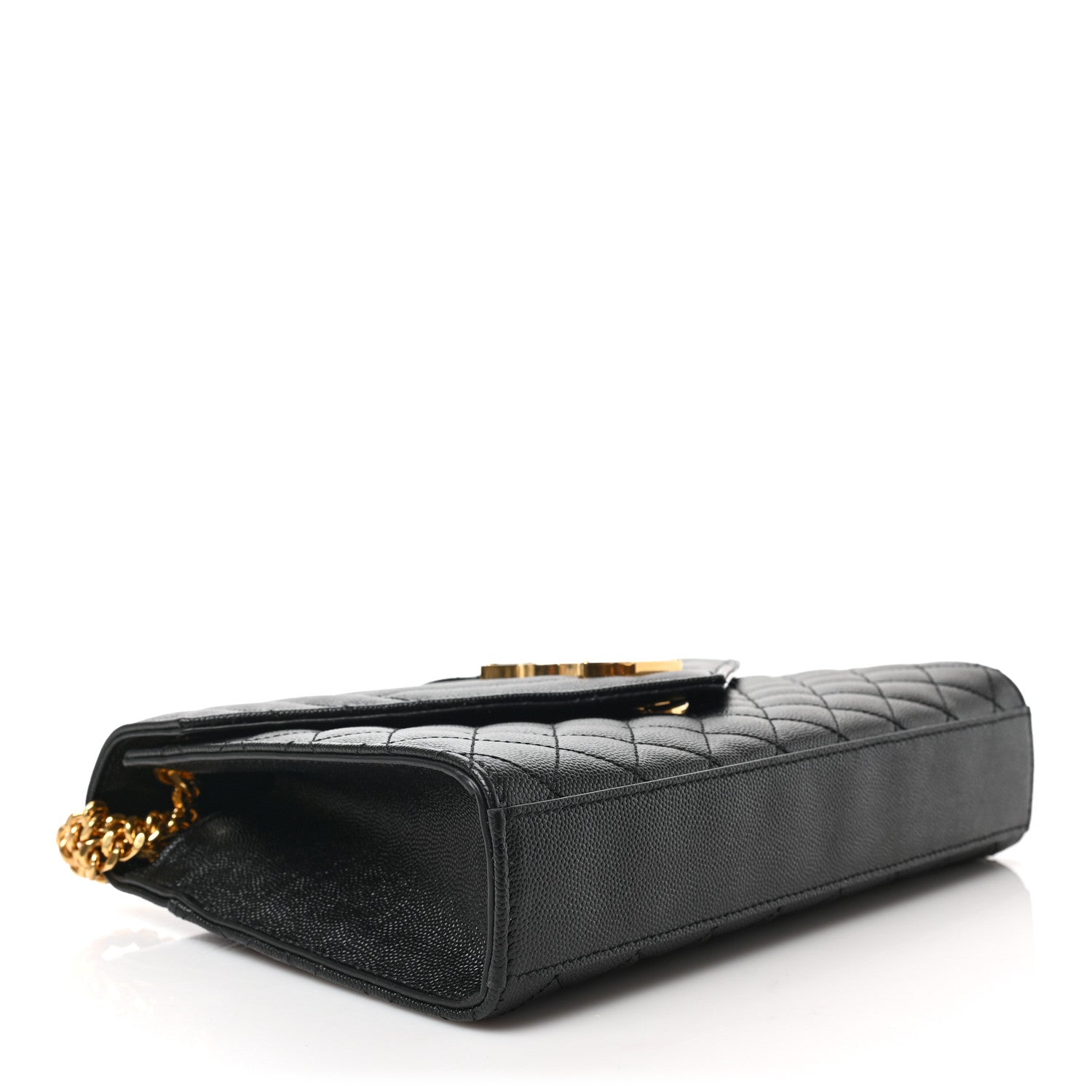 Saint Laurent Grain De Poudre Textured Mixed Matelasse Triquilt Medium Monogram Satchel Black 4 of 13