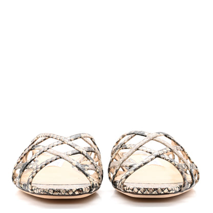Jimmy Choo Calfskin Snake Print Sai Flat Sandals 38 Natural 2 of 7