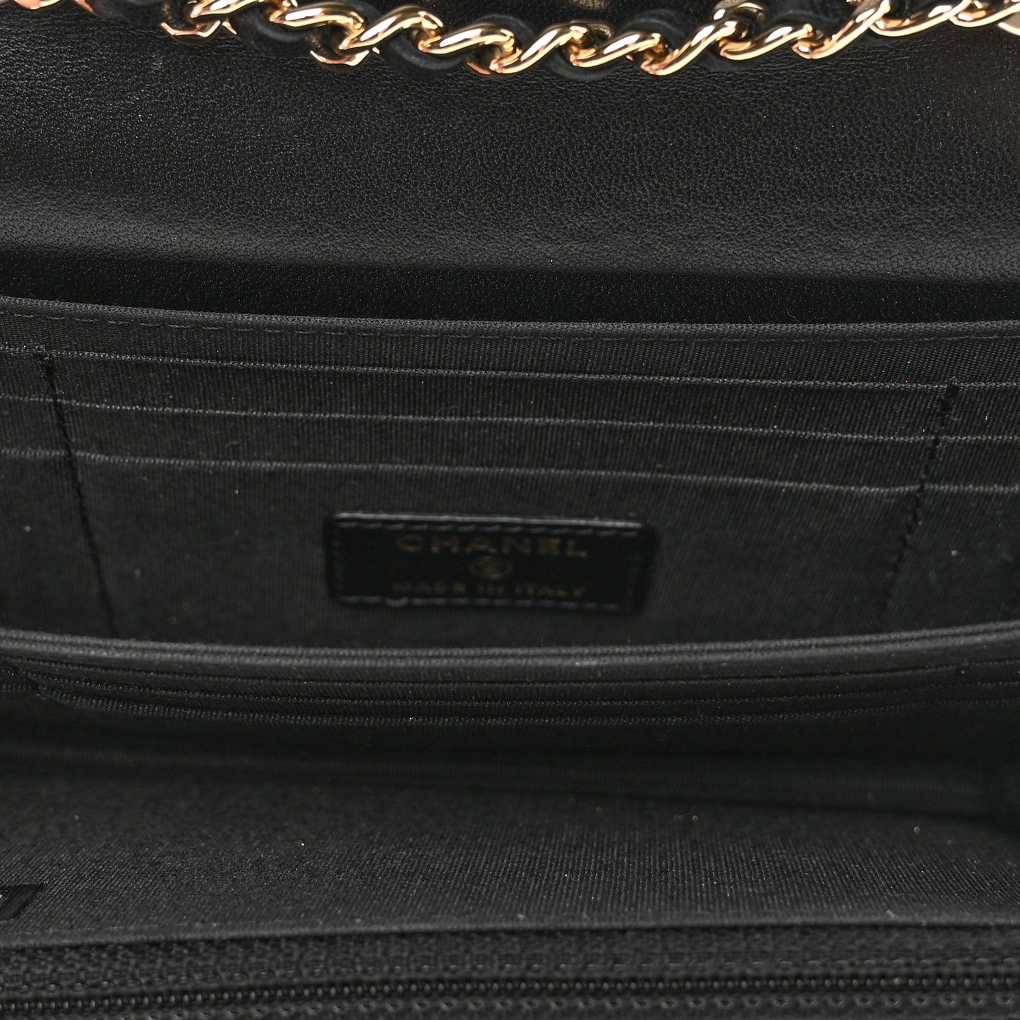 Lambskin Quilted Mini Trendy CC Wallet On Chain WOC Black