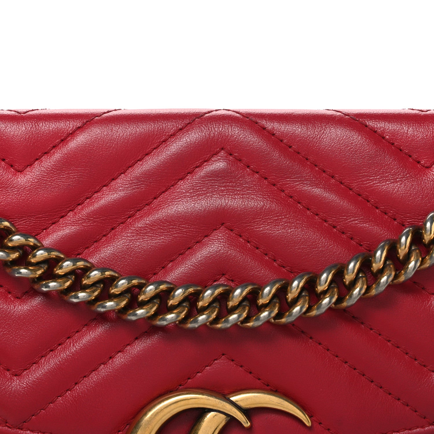 Gucci Calfskin Matelasse Small GG Marmont Shoulder Bag Hibiscus Red 8 of 11