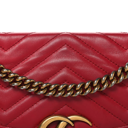 Gucci Calfskin Matelasse Small GG Marmont Shoulder Bag Hibiscus Red 8 of 11