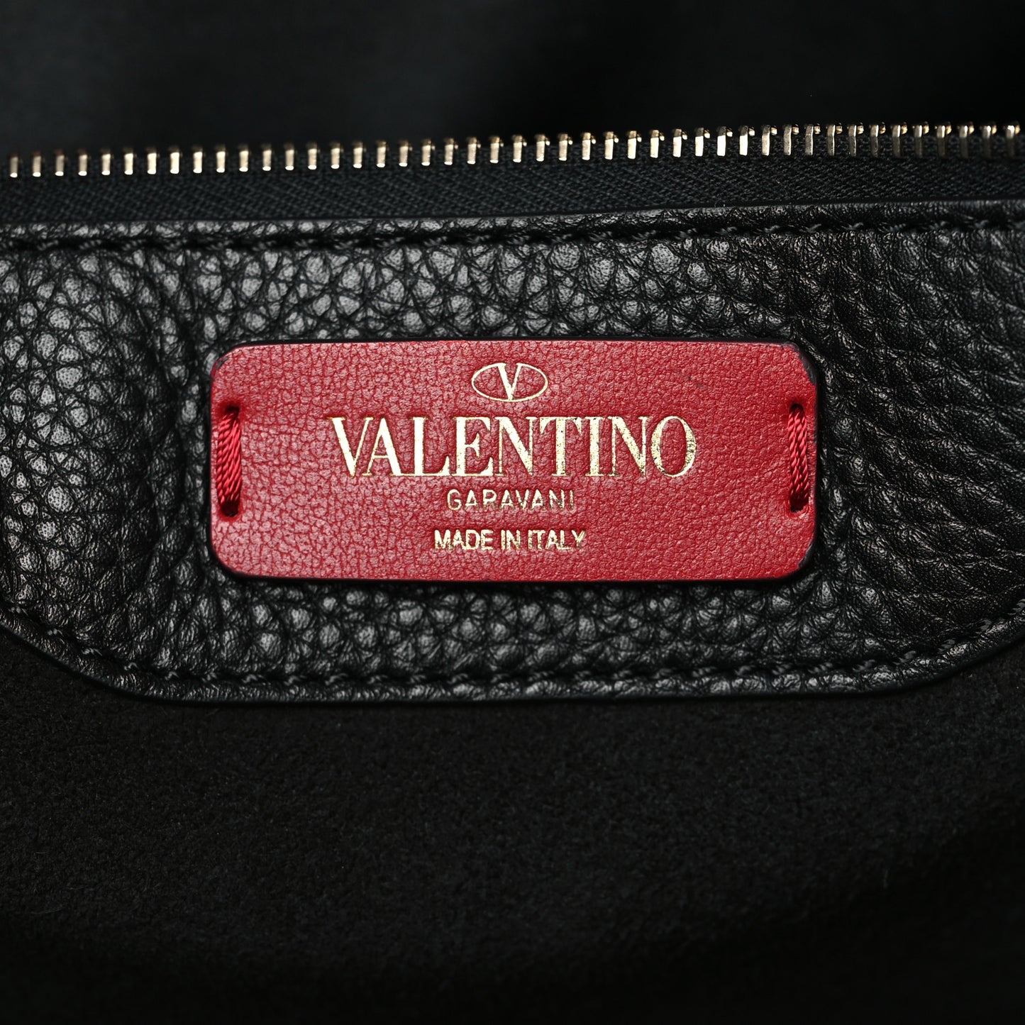 Grained Calfskin Rockstud Shoulder Tote Black