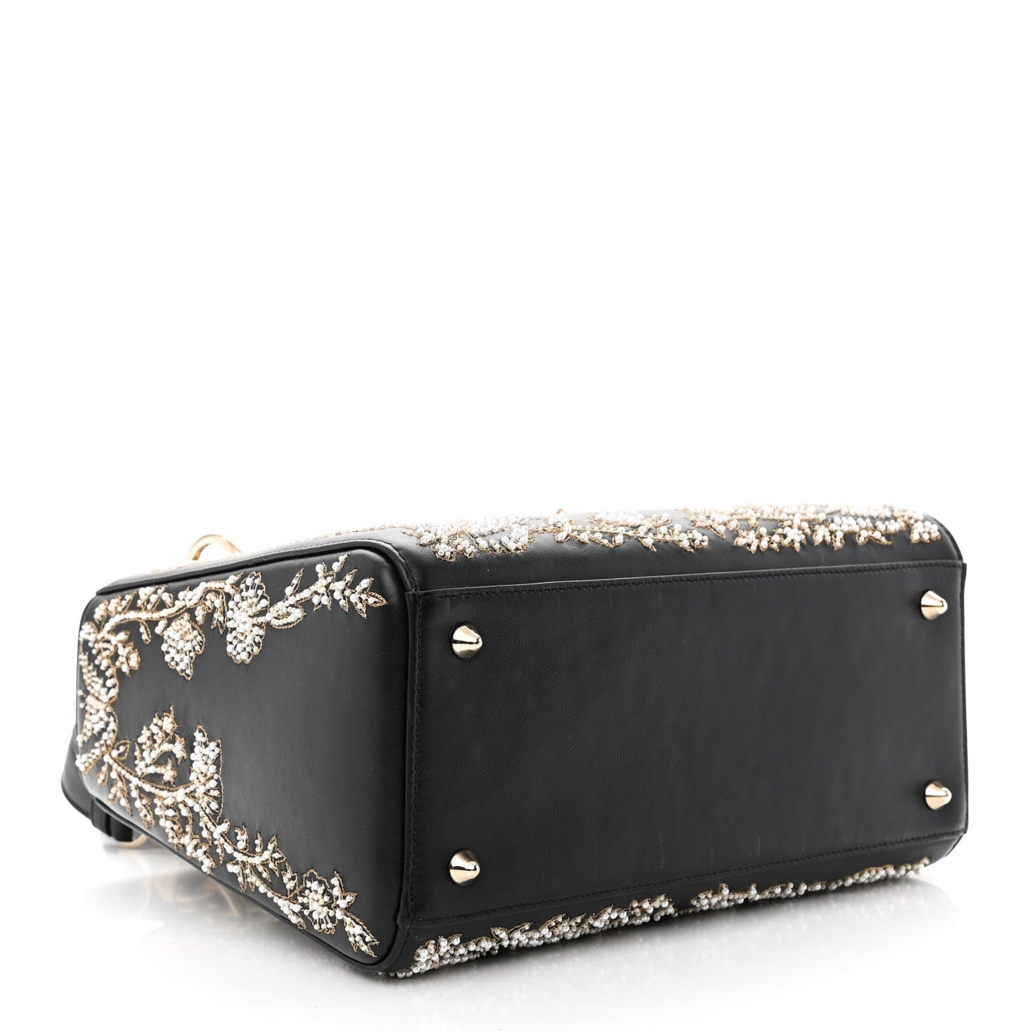 Calfskin Beaded Embroidered Ramage Butterfly Medium Lady Dior Black White Black White