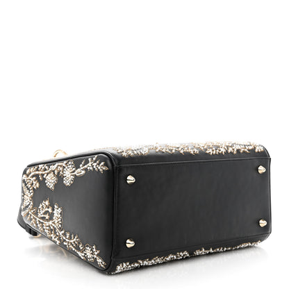 Christian Dior Calfskin Beaded Embroidered Ramage Butterfly Medium Lady Dior Black White Black White 4 of 10
