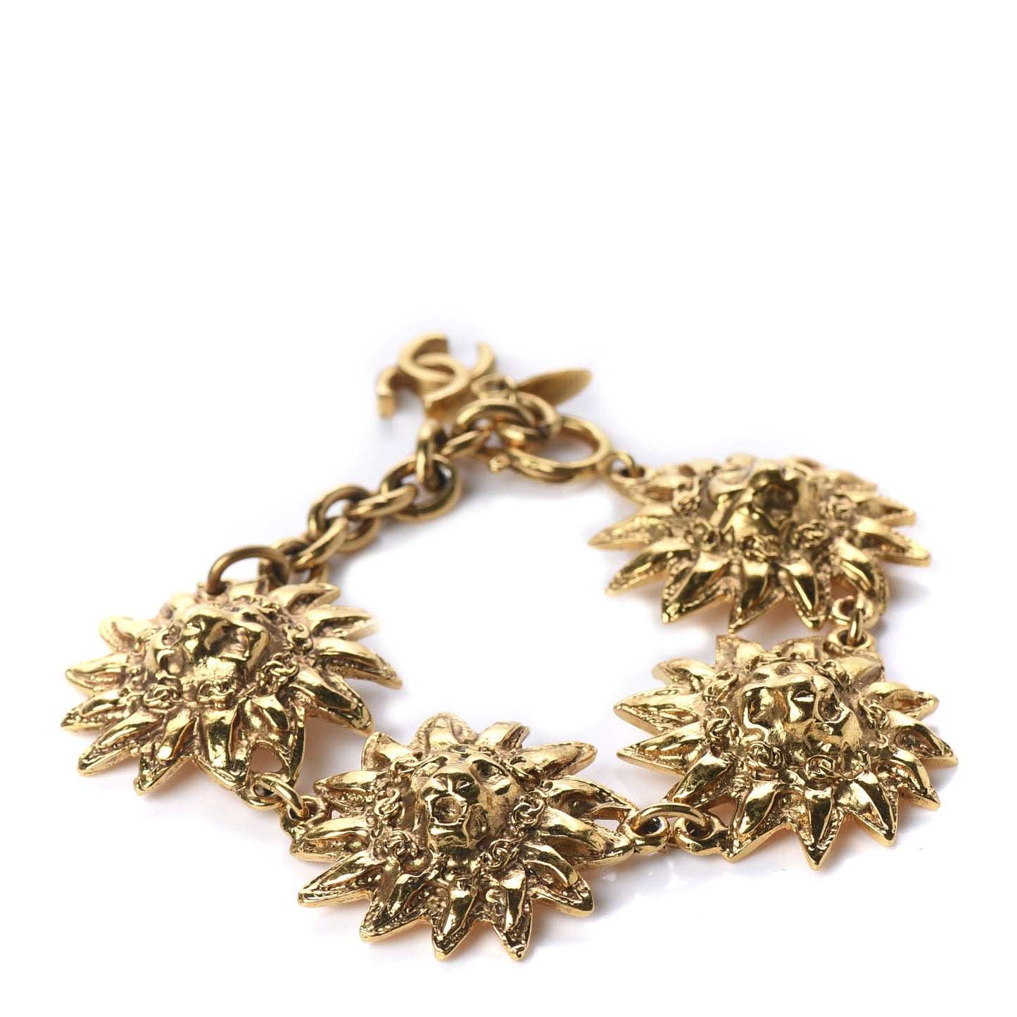 Leo Lion Sun Medallion Bracelet Gold