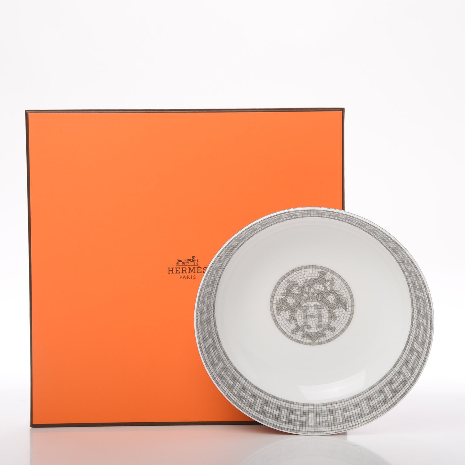 Hermes Porcelain Mosaique Au 24 Platine Cereal Bowl Set of 2 6 of 6
