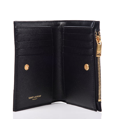 Saint Laurent Grain De Poudre Matelasse Chevron Monogram Zipped Two-Part Wallet Black 5 of 7