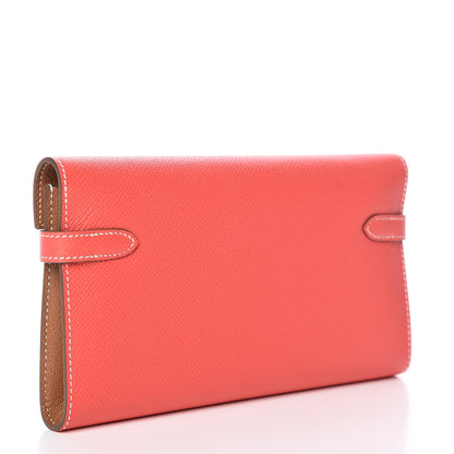 Hermes Epsom Kelly Longue Wallet Rose Jaipur Gold 3 of 8