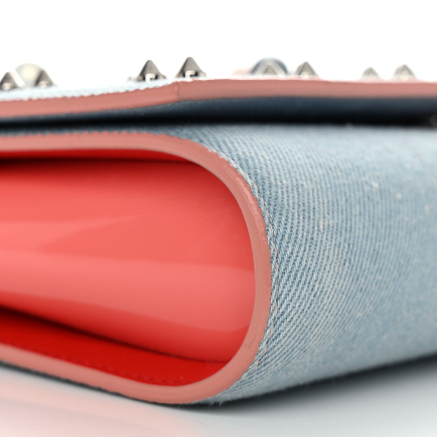Christian Louboutin Denim Calfskin Patent Pearl Spikes Loubinthesky Paloma Clutch Paloma Blue 9 of 12