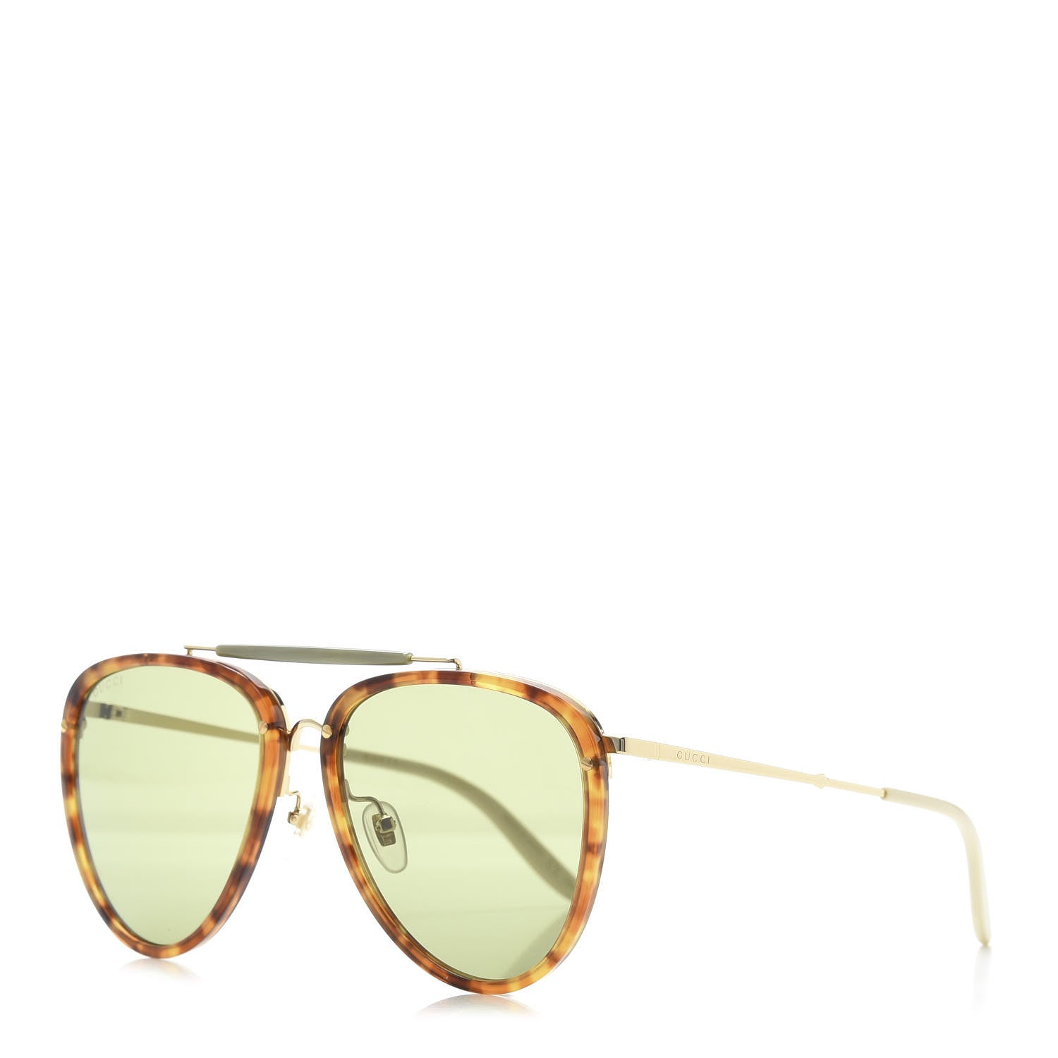 Gucci Aviator Sunglasses GG0672S Havana Gold Green 1 of 8