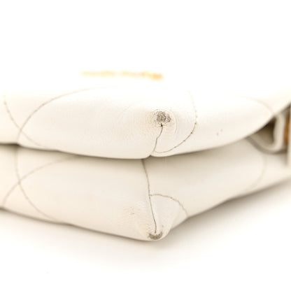 Chanel Shiny Goatskin Quilted Chanel 19 Small Pouch With Handle White 9 of 13