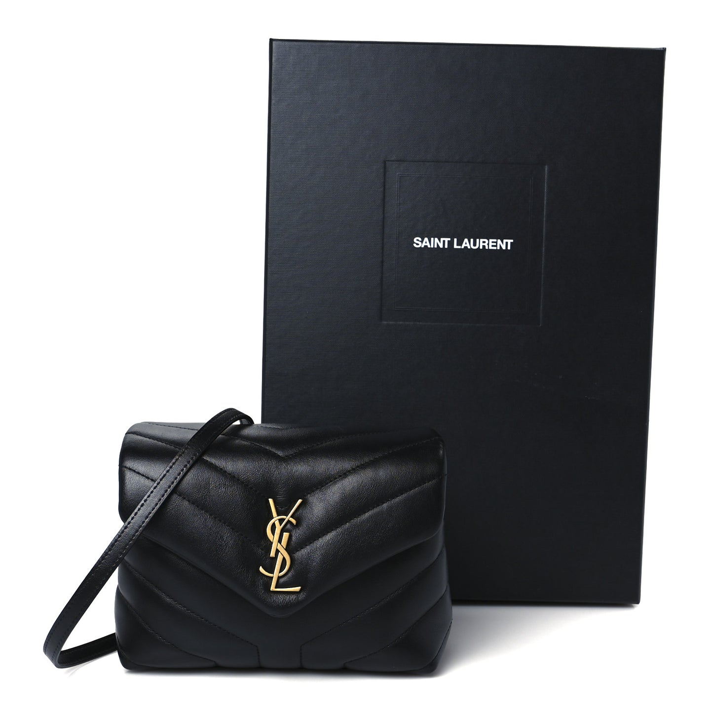Calfskin Y Quilted Monogram Toy Loulou Crossbody Bag Black