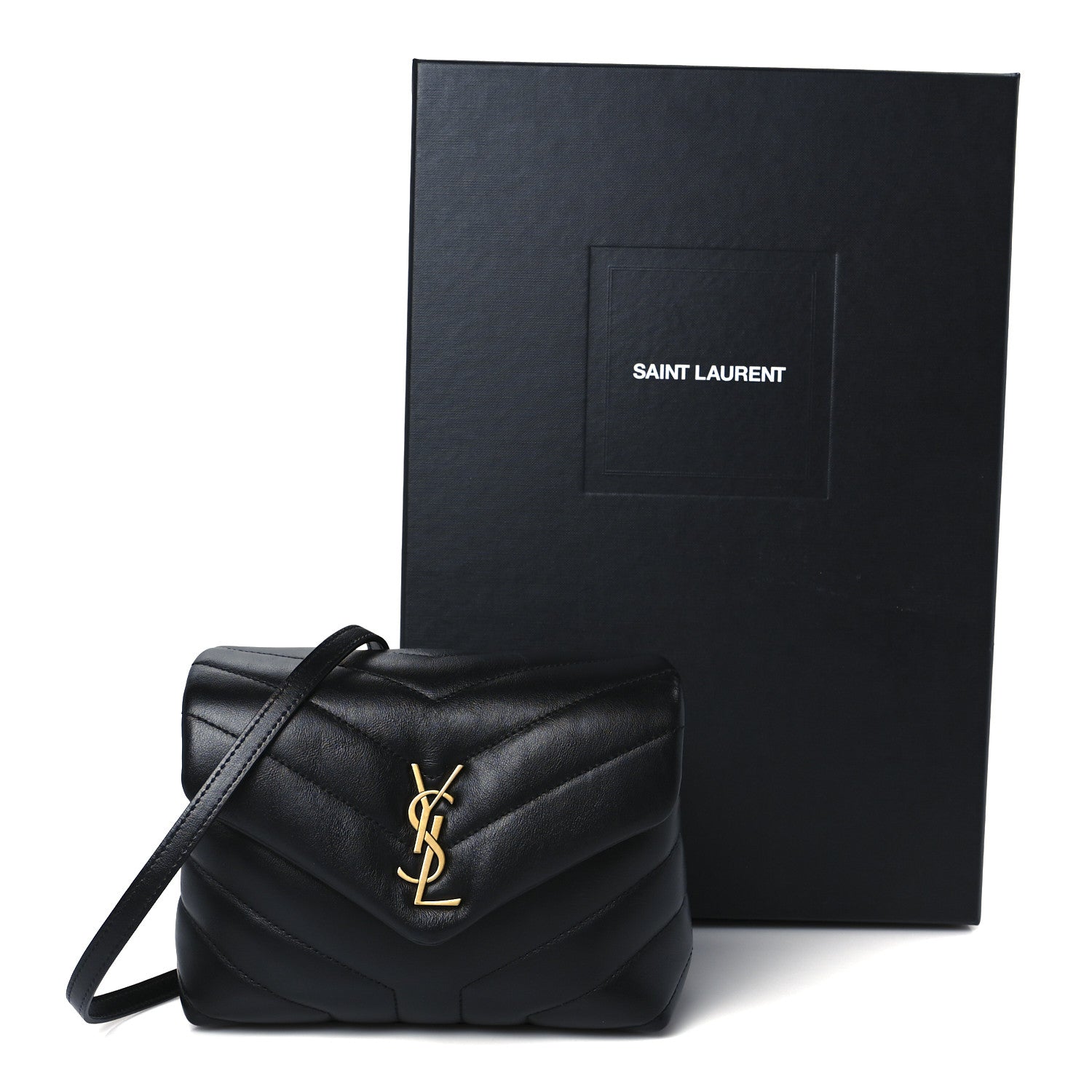 Saint Laurent Calfskin Y Quilted Monogram Toy Loulou Crossbody Bag Black 13 of 13