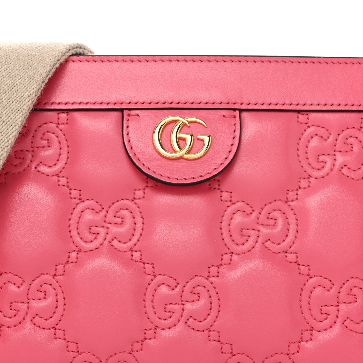 Gucci Calfskin GG Matelasse Small Slim Chain Shoulder Bag Rhodamine Pink Natural 9 of 11
