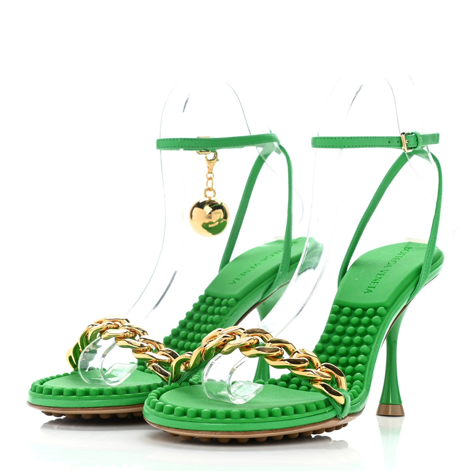 Bottega Veneta Lambskin Dot 90mm Sandals 35.5 Grass 3 of 9