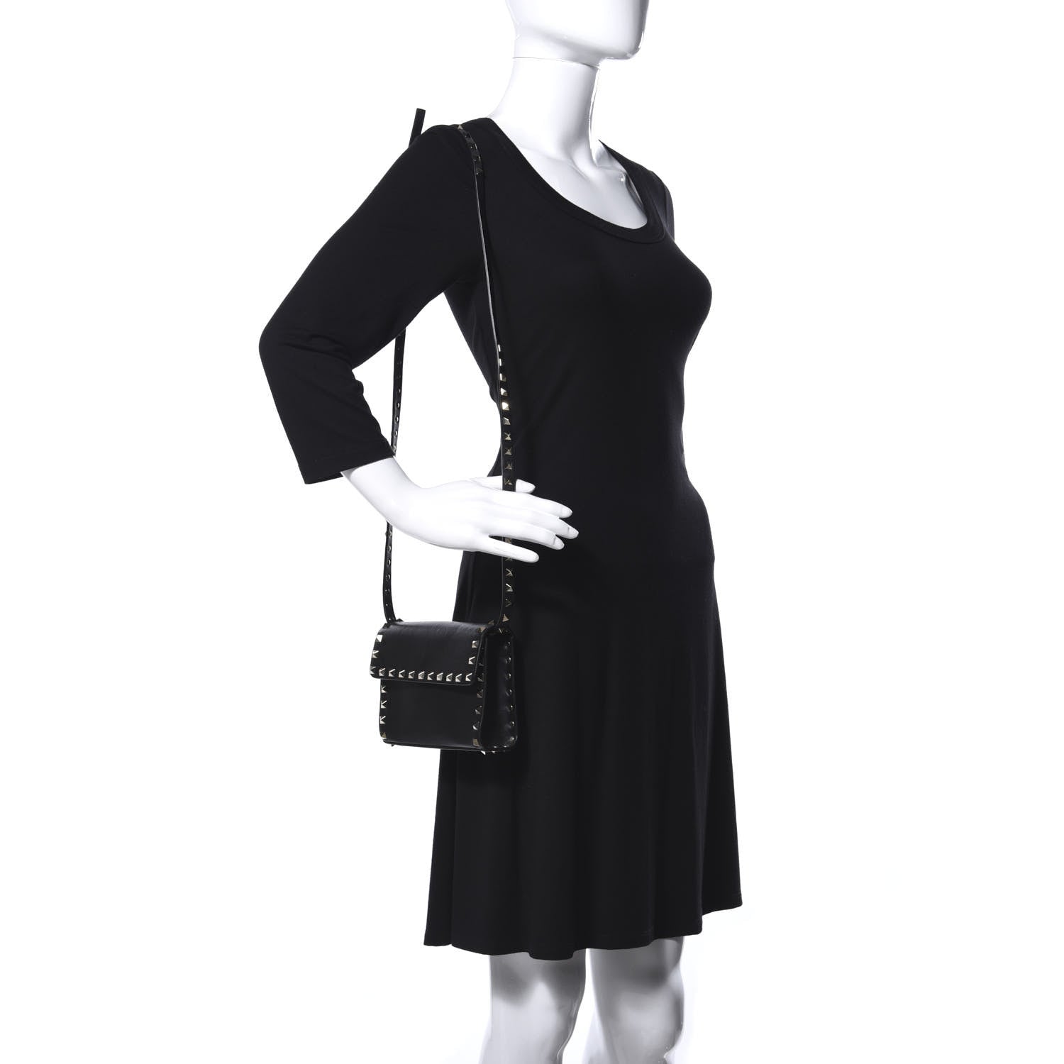 Valentino Garavani Vitello Rockstud Flap Crossbody Bag Black 2 of 15