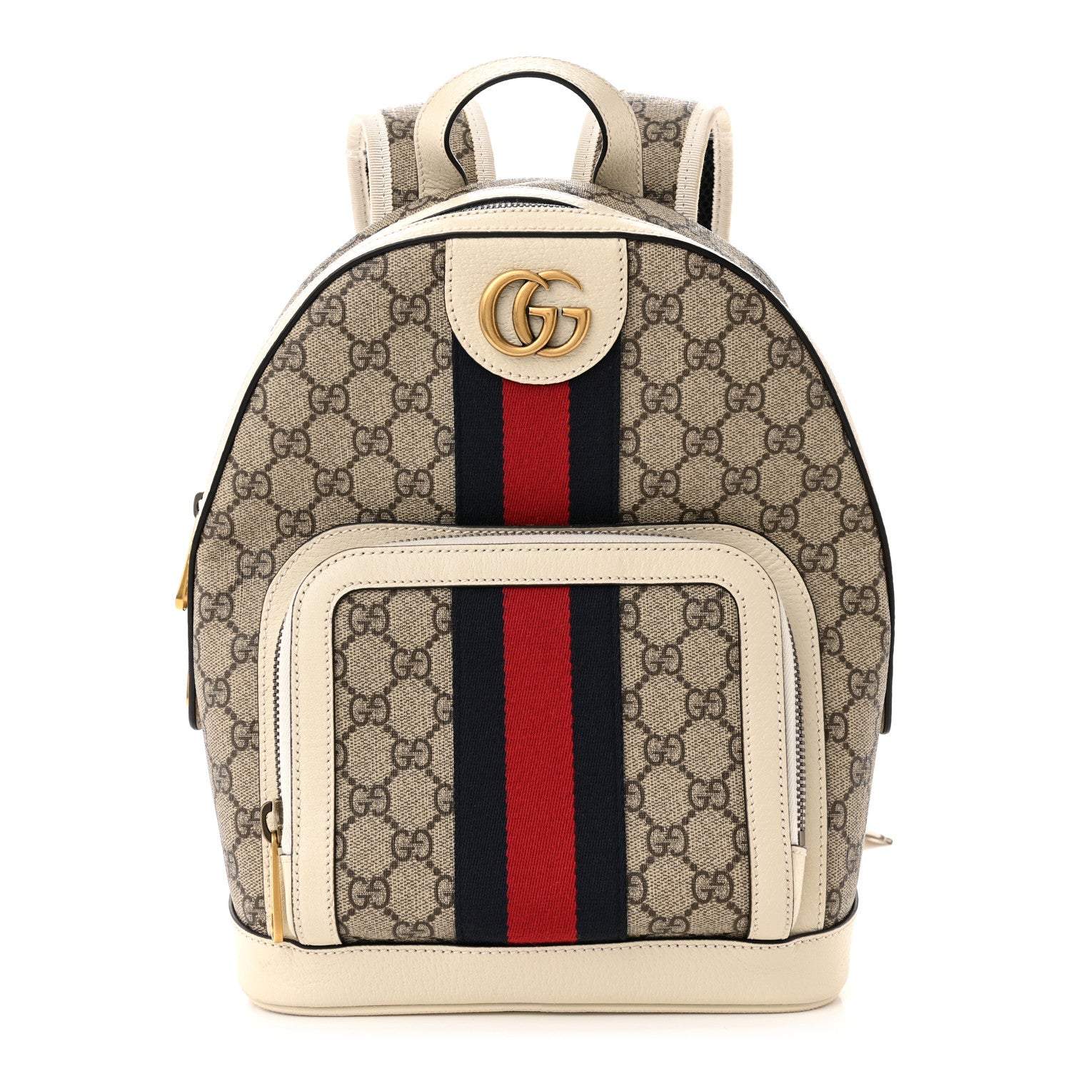 Gucci GG Supreme Monogram Textured Calfskin Web Small Ophidia Day Backpack Beige Ebony Mystic White 1 of 10