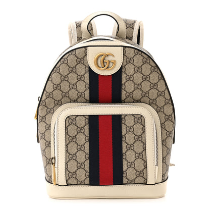 Gucci GG Supreme Monogram Textured Calfskin Web Small Ophidia Day Backpack Beige Ebony Mystic White 1 of 10