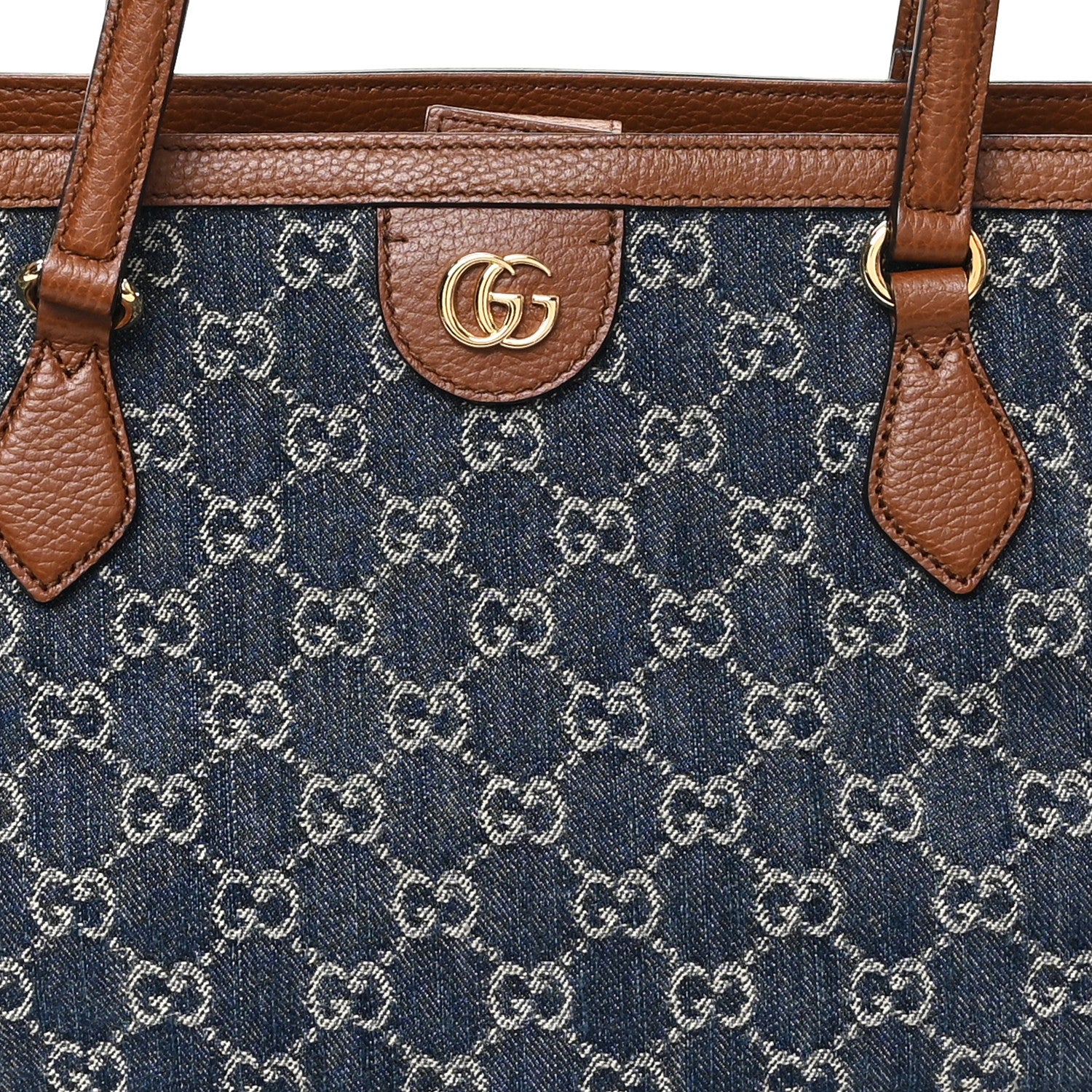 Gucci New Denim GG Monogram Medium Ophidia Shopping Tote Blue Tea Cuir 8 of 10