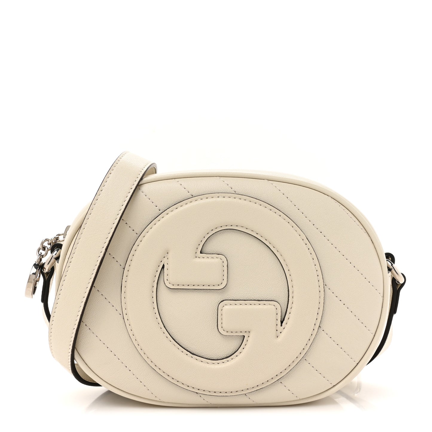 Sakai Be Green Calfskin Diagonal Stitched Mini Blondie Shoulder Bag Mystic White