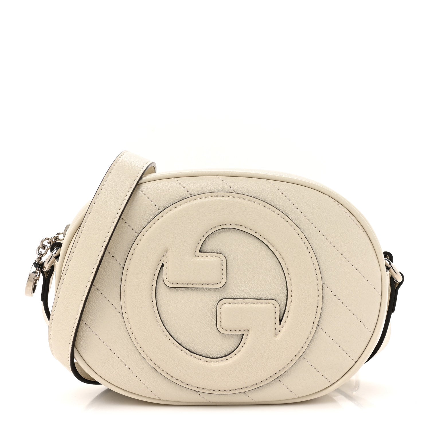 Gucci Sakai Be Green Calfskin Diagonal Stitched Mini Blondie Shoulder Bag Mystic White 1 of 10