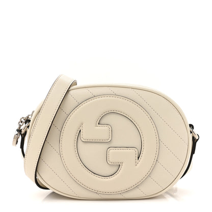 Gucci Sakai Be Green Calfskin Diagonal Stitched Mini Blondie Shoulder Bag Mystic White 1 of 10