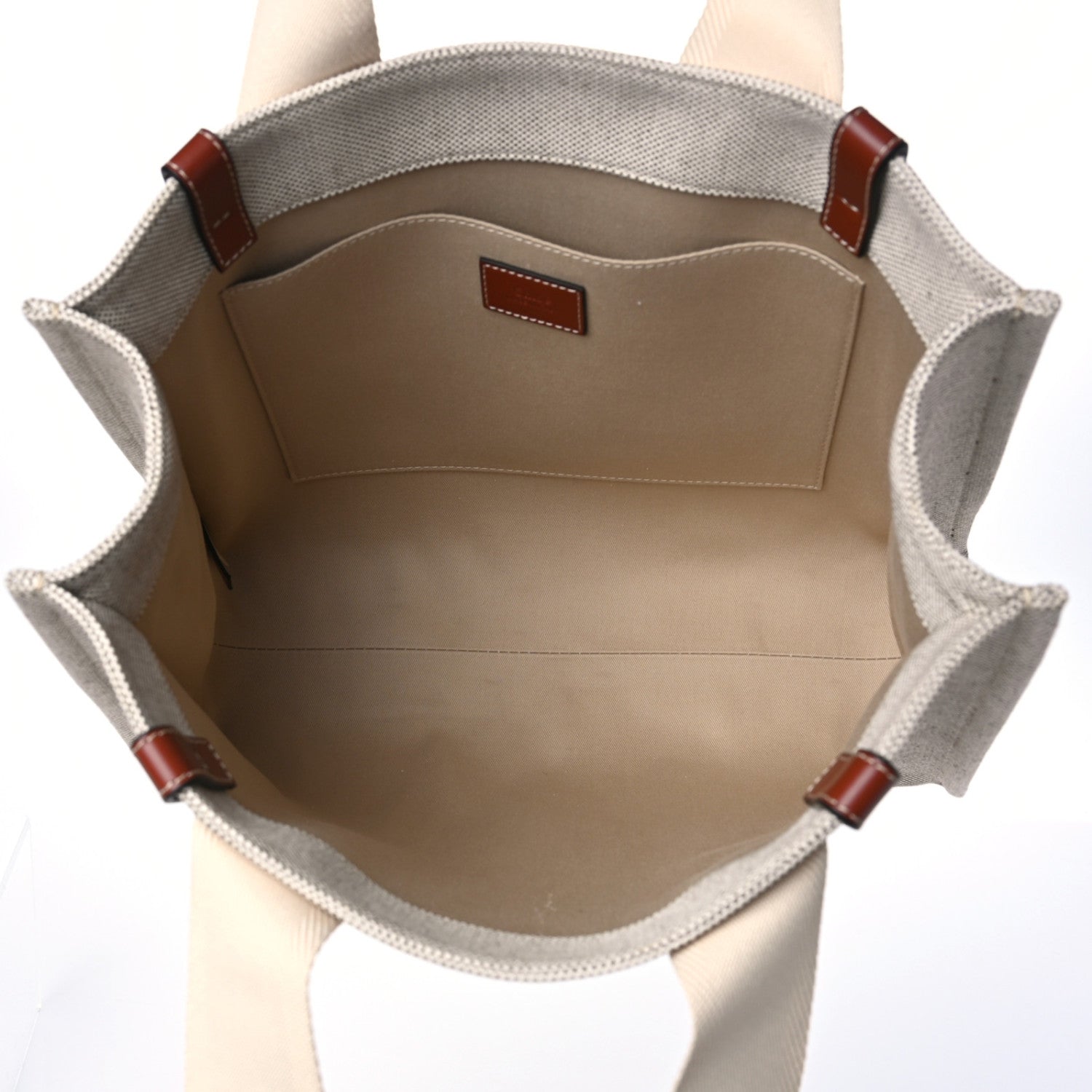 Chloe Cotton Calfskin Medium Woody Ribbon Tote White Brown 5 of 8