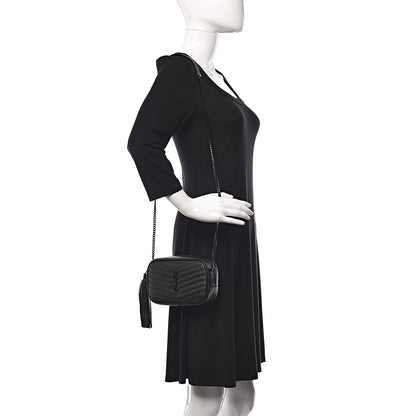 Saint Laurent Grain De Poudre Matelasse Monogram Mini Lou Camera Bag Black 2 of 11