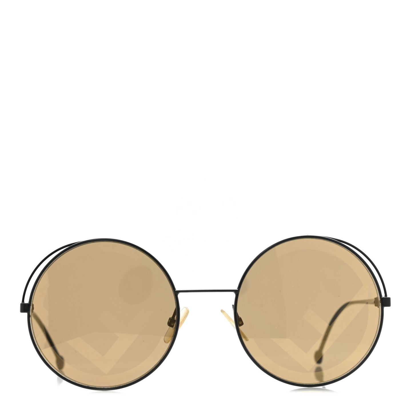 Metal F is Fendi Printed Run Away Round Frame Sunglasses FF 0343/S Black