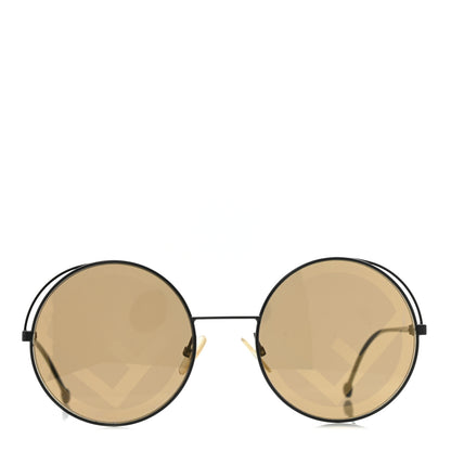 Fendi Metal F is Fendi Printed Run Away Round Frame Sunglasses FF 0343/S Black 2 of 7