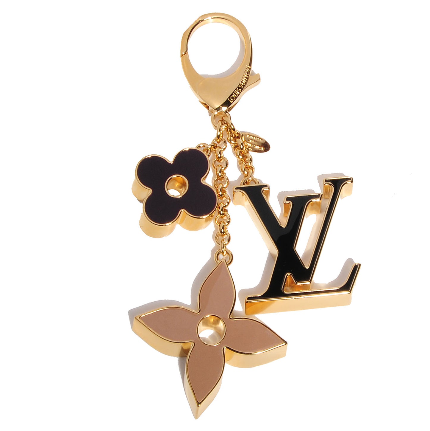 Fleur De Monogram Bag Charm Dore