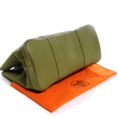 Hermes Toile Leather Garden Party MM Tote Vert Anis Green 4 of 6