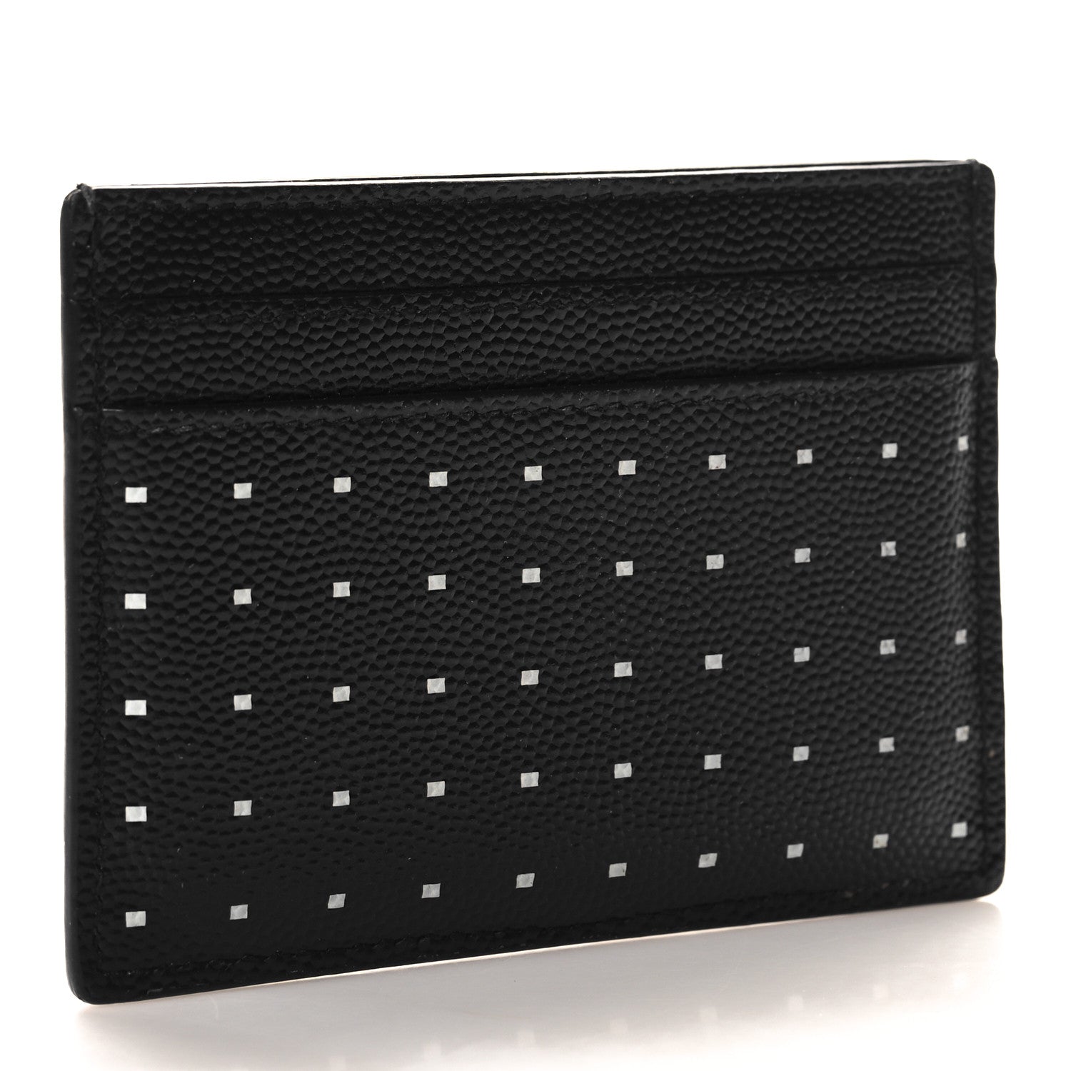 Saint Laurent Grain De Poudre Geo Print Monogram Credit Card Case Black White 3 of 8