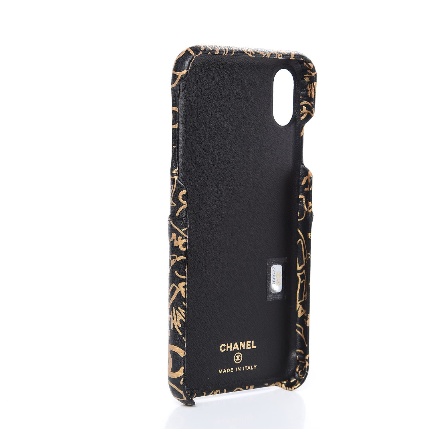 Chanel Lambskin Quilted iPhone X Max Coco Tech Egyptian Graffiti Case Black Gold 3 of 7