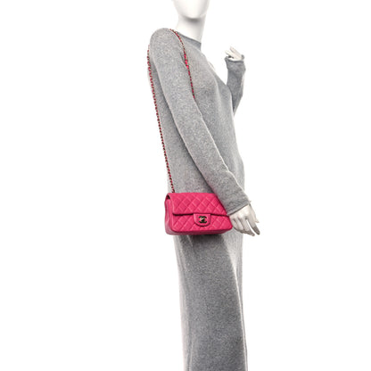 Chanel Lambskin Quilted Mini Rectangular Flap Fuchsia 2 of 13