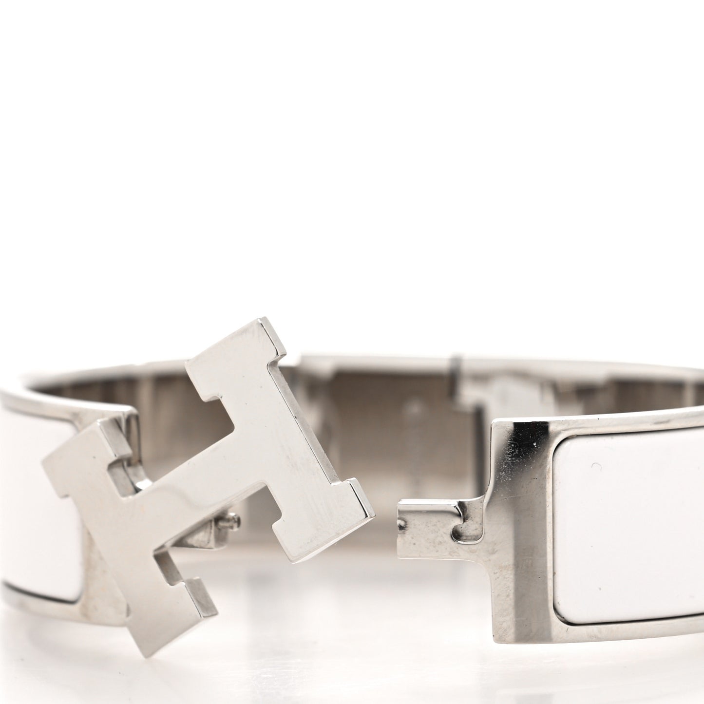 Enamel Wide Clic Clac H Bracelet GM White