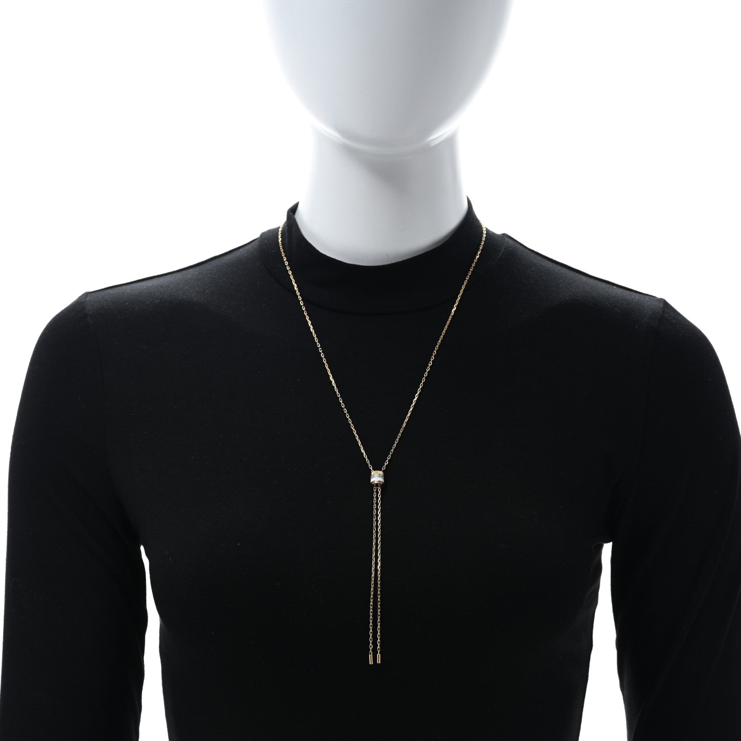 Boucheron 18K White Yellow Rose Gold Diamond Ceramic SM Quatre White Edition Tie Necklace 3 of 4