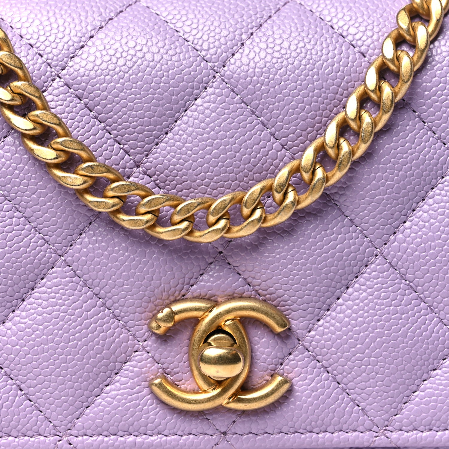 Chanel Caviar Quilted Sweetheart Wallet On Chain WOC Light Purple 7 of 10