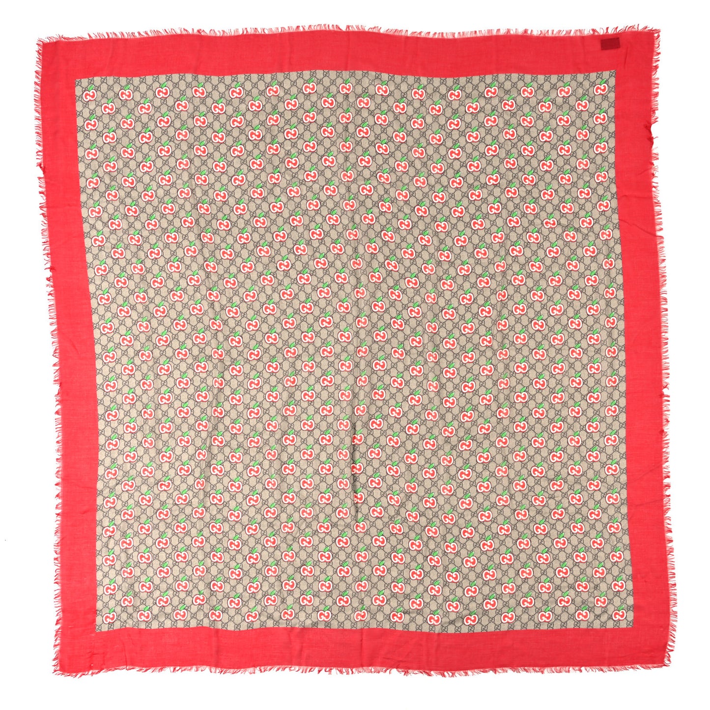 Silk Twill GG Monogram Pomme GG Square Scarf Beige Red