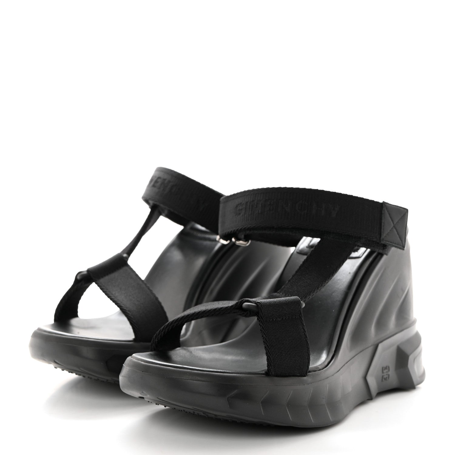 Givenchy Rubber Marshmallow Wedge Strap Sandals 38 Black 3 of 8