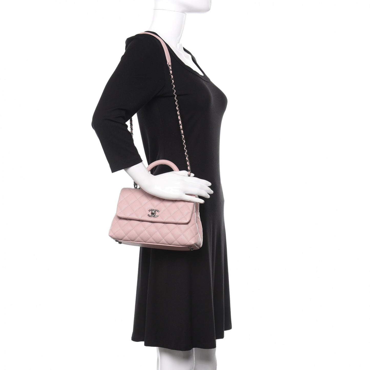 Caviar Quilted Mini Coco Handle Flap Pink