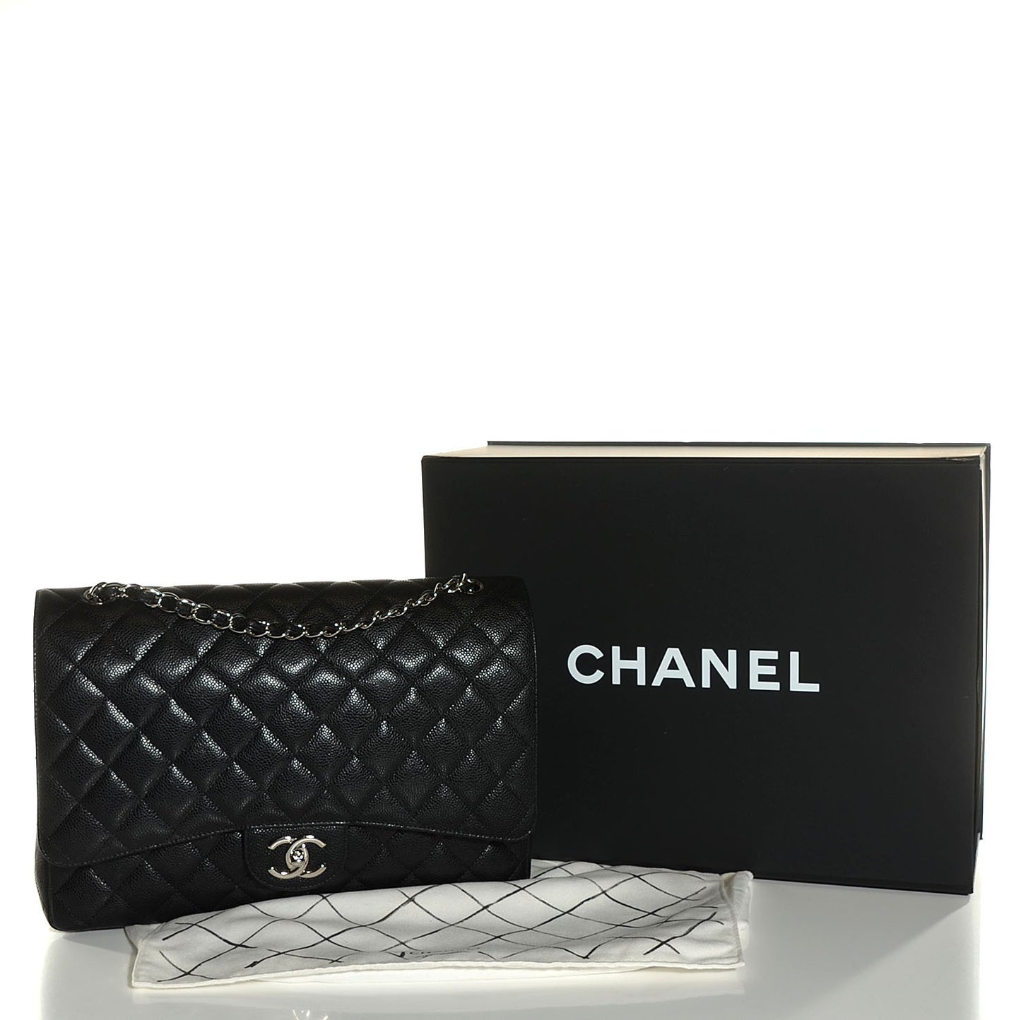 Caviar Quilted Maxi Double Flap Black