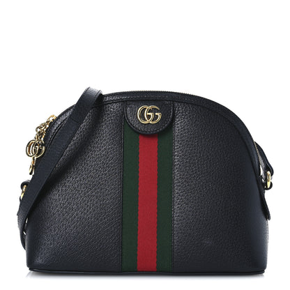 Gucci Calfskin GG Web Small Ophidia Dome Shoulder Bag Black 1 of 12