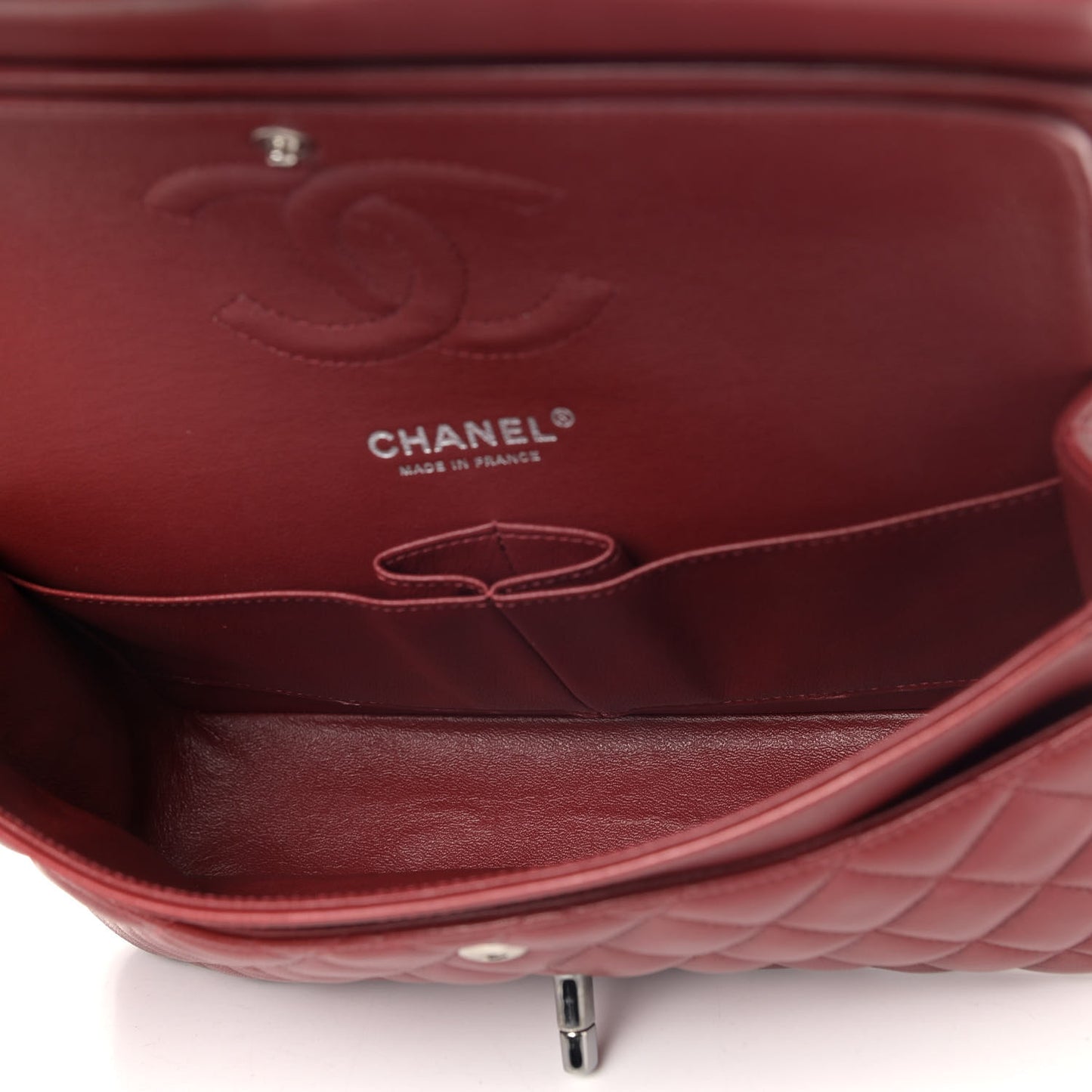 Lambskin Quilted Medium Double Flap Red