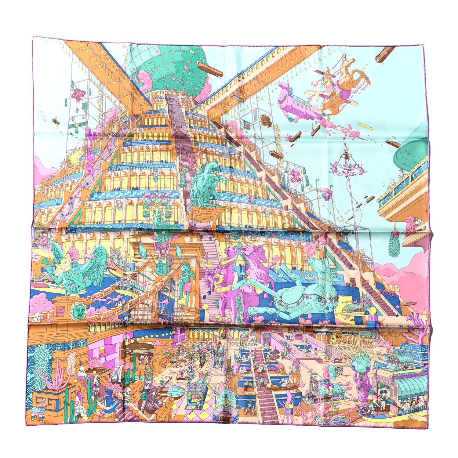 Hermes Silk La Legende Du Cheval A Plumes Scarf 90 1 of 6